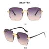 Trend Gradual Change Sunglasses Retro Fashion Glasses Women Ins Two-Color Frameless Square Sunglasses