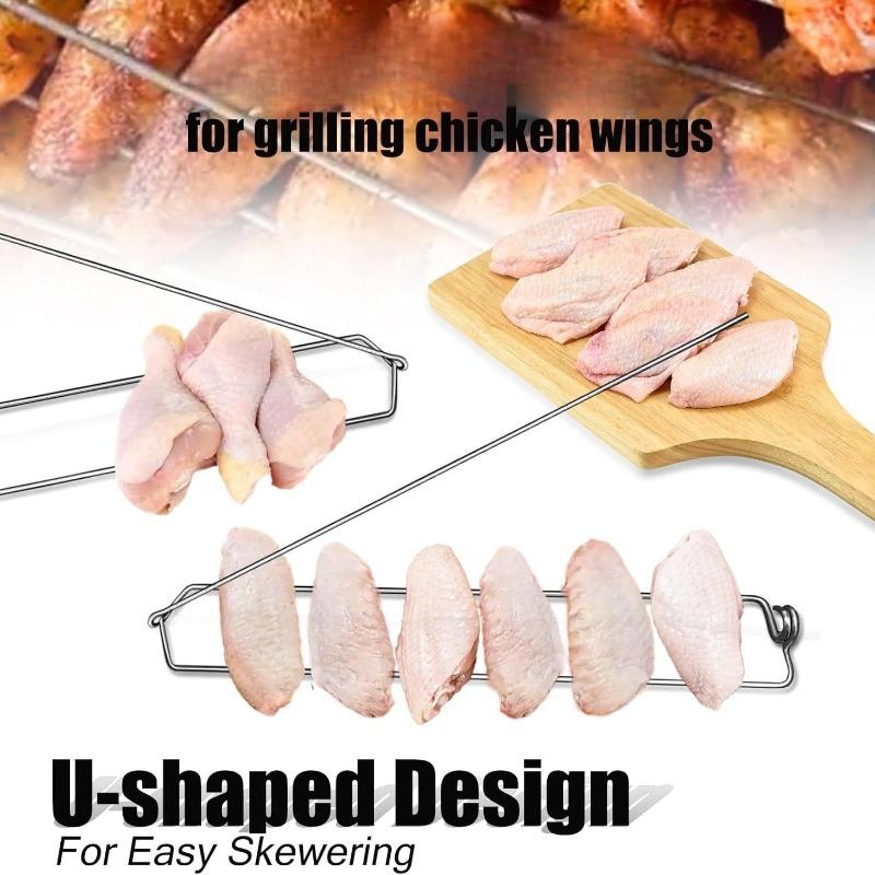 Heavy - Duty BBQ Skewer Rack Set - 4-Prong Rotisserie Fork & Grill Stand for Outdoor Camping & Picnic Accessories