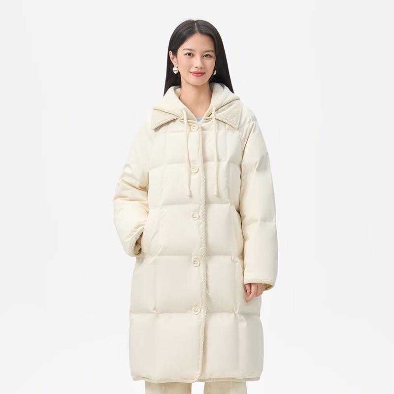 Qianrengang Women's 2025 Detachable Long Duck Down Jacket