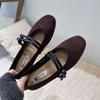 Fashion Fashion Buckle Strap Ladies Mary Janes Flats Shoes Round Toe Female Shallow Footwear Flock Women Ballet Flats Dance Shoes New