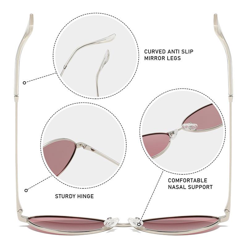 Polarized Metal Oval Sunglasses with Anti-Slip Temples Retro Vintage Style for Casual Outdoor Activities Driving UV Protection