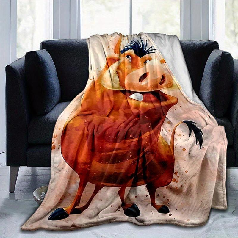 1pc, Warm and Cozy Watercolor Warthog Blanket - Seasonal Home Decor, Perfect for All Seasons, Soft Flannel Throw Blanket - Versatile & Cozy