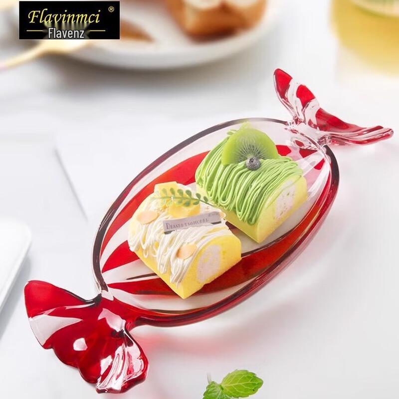 Flevincy European Style Crystal Glass Fruit and Snack Plate