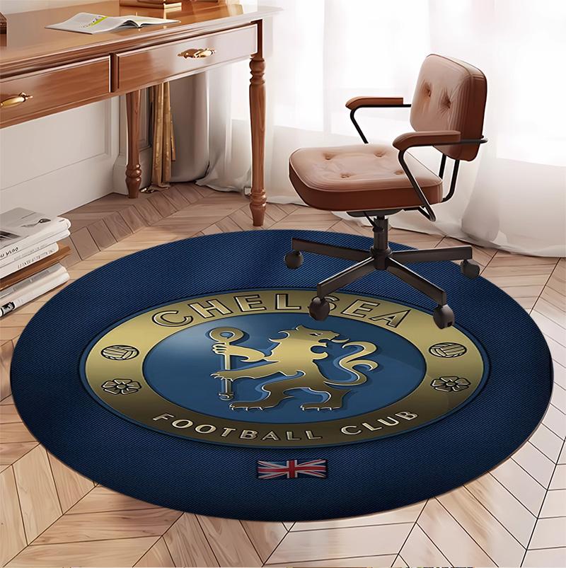 Chelsea F.C Pattern Round Rug, Indoor/Outdoor Mat, for Picnic, Gameroom, Bedroom, Office, Living Room, Home Decor Carpet, Birthday Gift