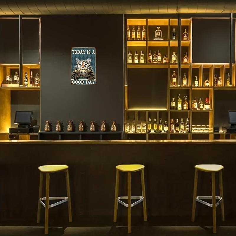 A Metal Tin Sign (8''x12''/20cm*30cm) Home Decor Artwork "Today Is a Good Day", Creative Funny Cat Poster, Vintage Wall Bathroom