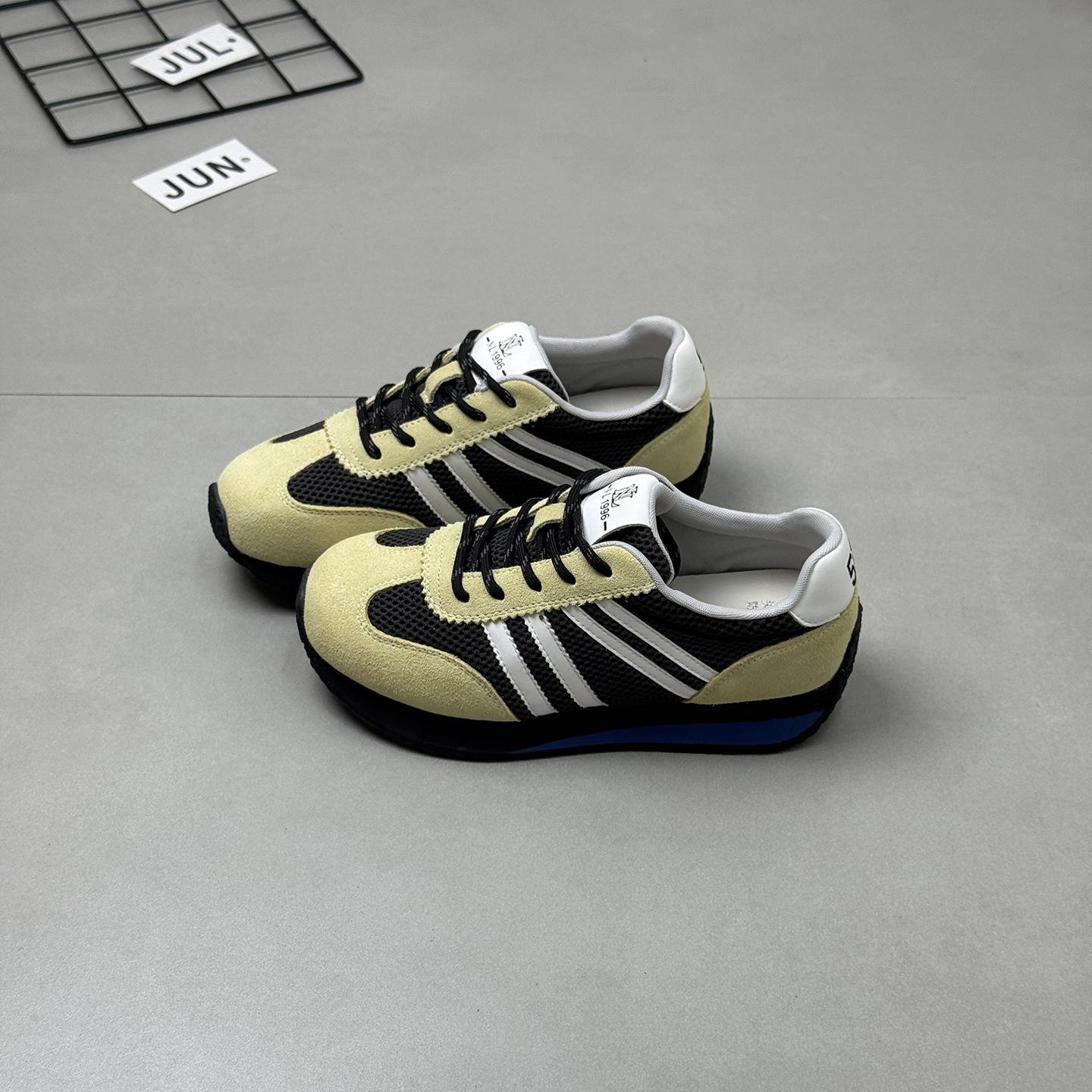 

Thick-soled color matching mesh breathable German training shoes women s 2025 autumn new leather retro light and not tired Forrest Gump shoes 35 жёлтый