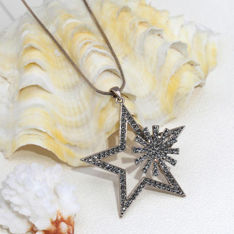 

Unique Geometric Pentagram Necklace Stunning Long Chain Ideal For Special Occasions Coffee Gray