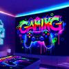 Neonowa Tapiseria Esports Kolorowy Kontroler do Gier Drukowany Wiszący na Ścianę Sypialnia Pokój Gier Dekoracja Domu