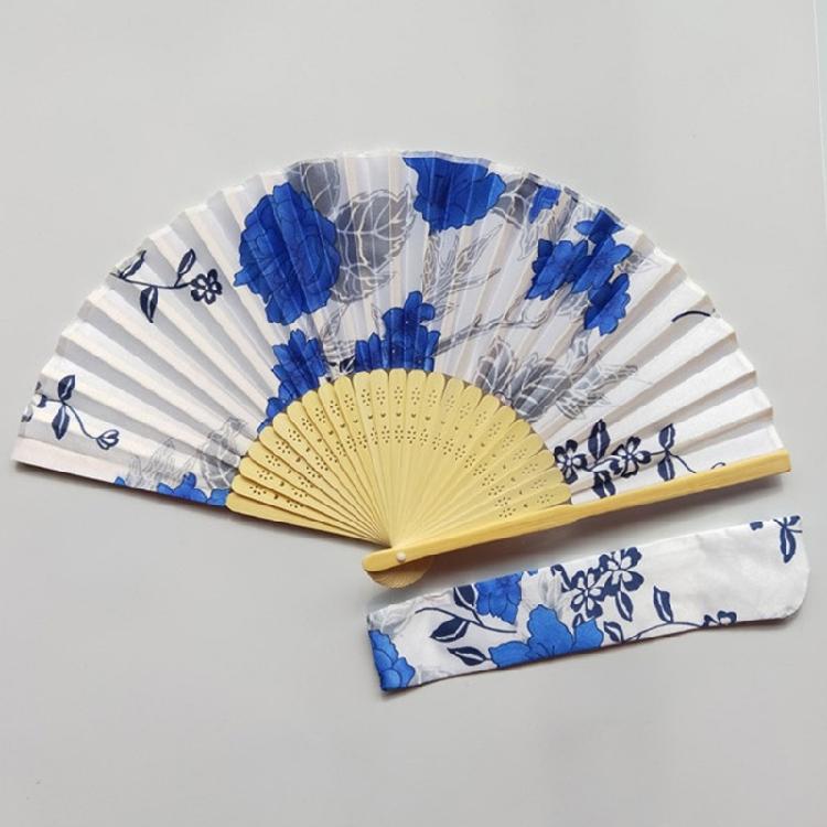Folding Hand Fan for Women Chinese Japanese Floral Bamboo Hand Fans with Bag Set