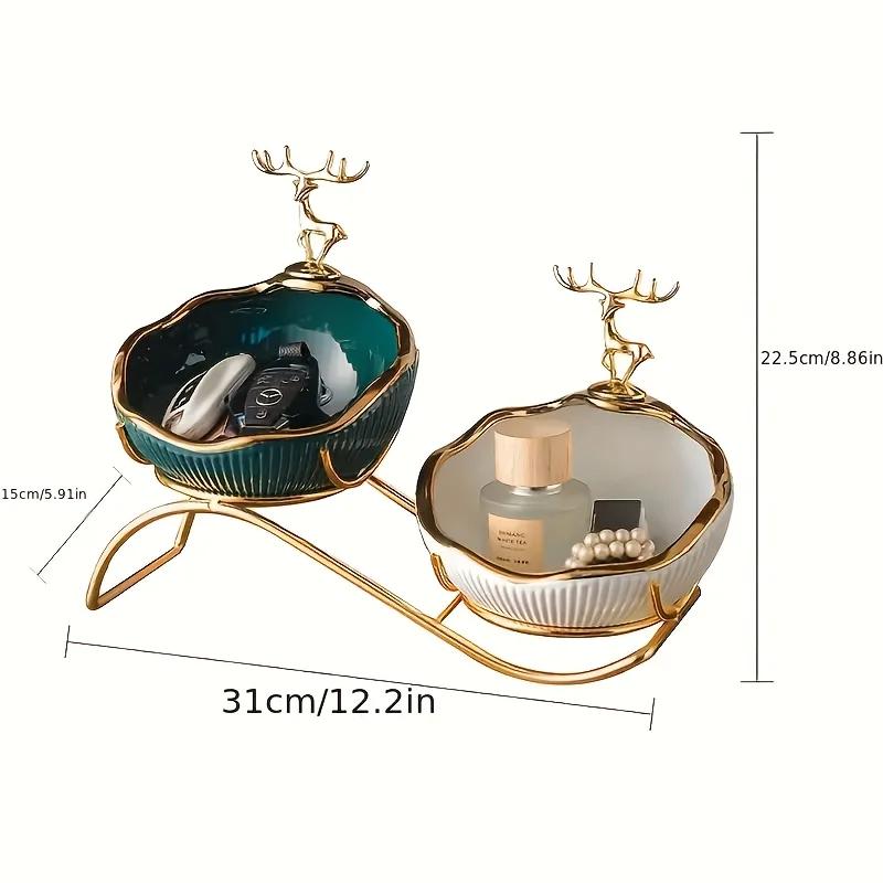 

Glam Style Ceramic Shelf Baskets with Stacking Feature - Multipurpose Open Top Storage Organizer for Entryway, Living Room Decor