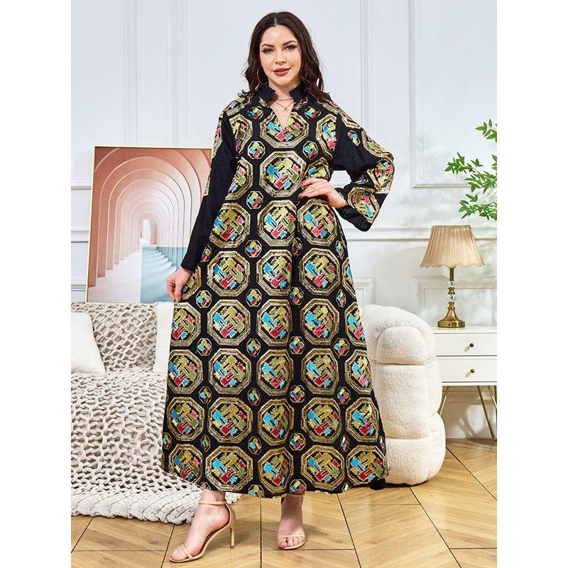 Magic Queen Middle East Ethnic Style Robe Women Fashion Sequin Embroidered Evening dress Dubai Dress Dresses
