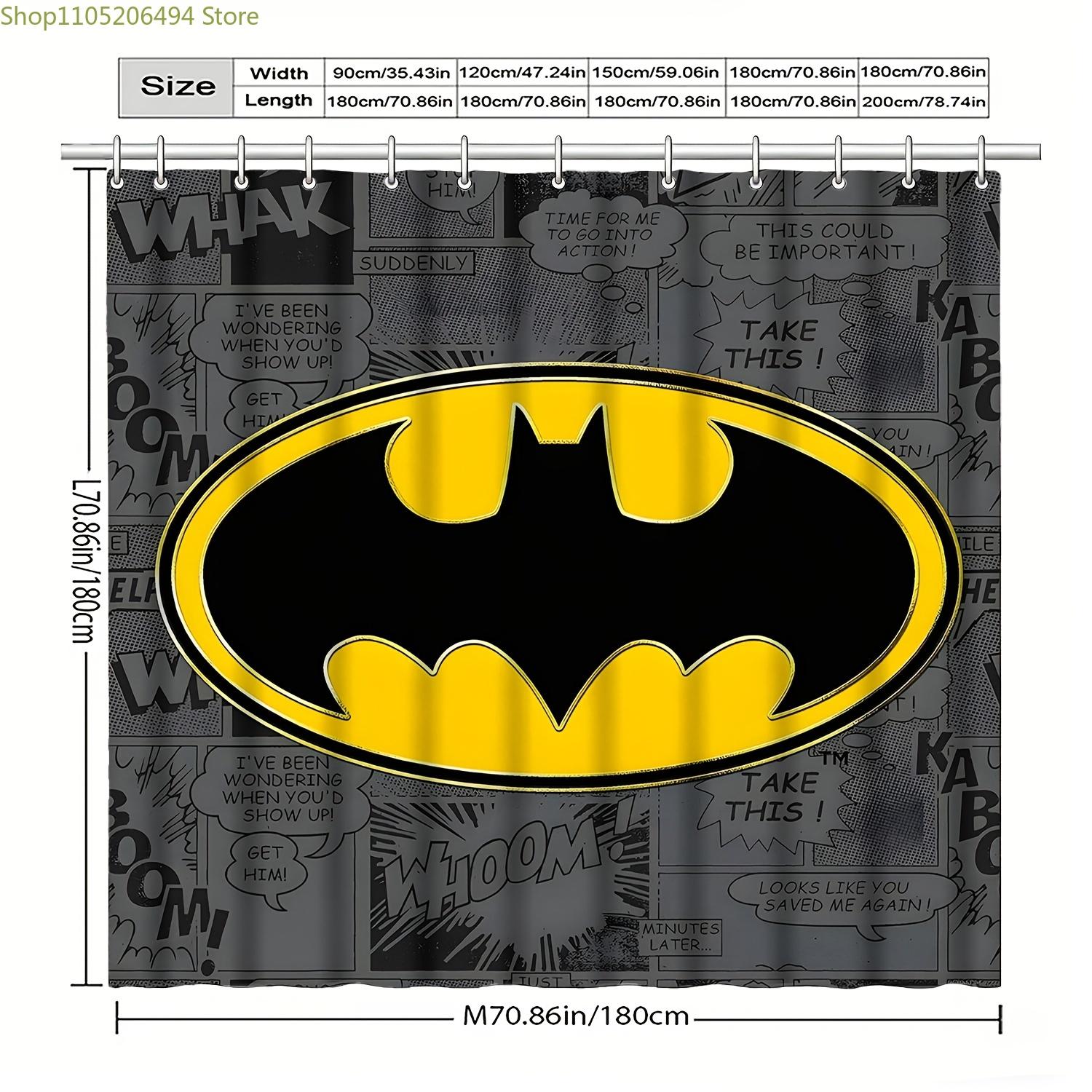 

Warner 1pc Cartoon Print Shower Curtain | Batman Logo - Privacy Bath Curtain, Home Partition Door Curtain, Bathroom Divider Cu 90x180cm