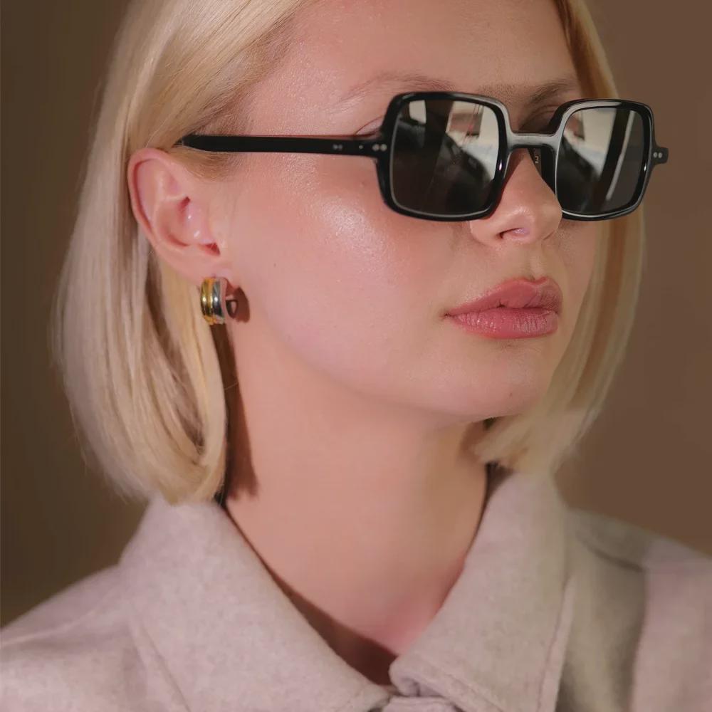 Retro French Minimalist Double C Titanium Steel Earrings with 18K Gold Plating - Non-Fading