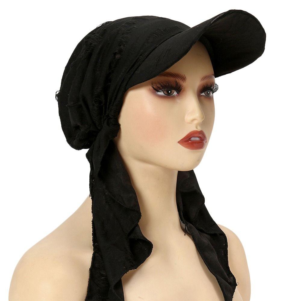 Curved Brim Baseball Cap Headscarf Solid Color Sun Hat Headwrap Turban Hat For Cancer Patients