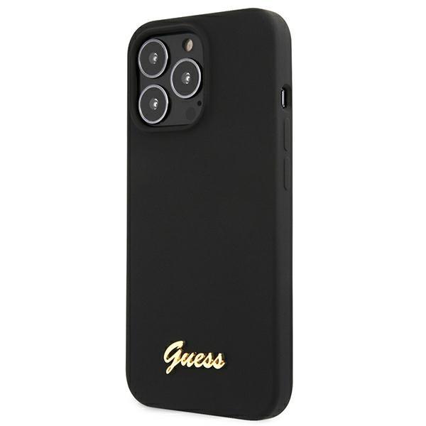 Guess Guhmp13Xlslmgbk Iphone 13 Pro Max6,7 Black/Czarny Hardcase Silikonowy Skrypt Złote Logo Magsafe
