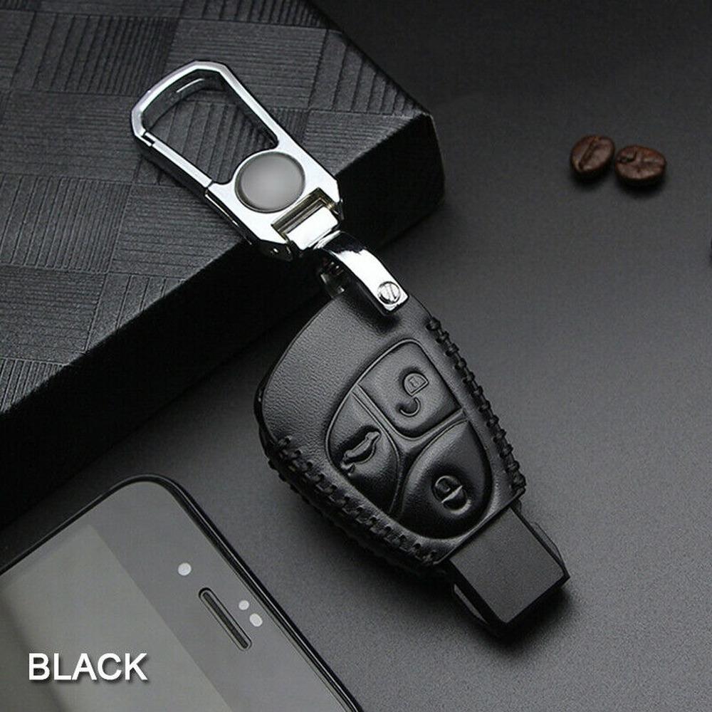 Leder Fernbedienung Auto Schlüsselanhänger Fall Abdeckung Halter Shell für Mercedes Benz CBER Klasse GL CLS CLK SLK W203 W211 W204 3 Tasten Kette