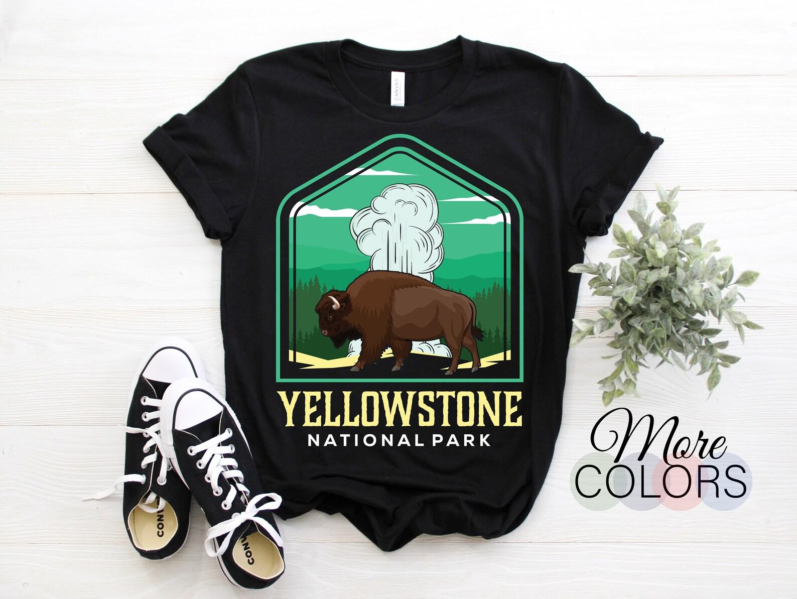 Yellowstone National Park US Vintage Retro T-Shirt, USA Wyoming Parks Lover Retro Gifts, Adventure Camping Hiking Travel Souvenirs Present, 120
