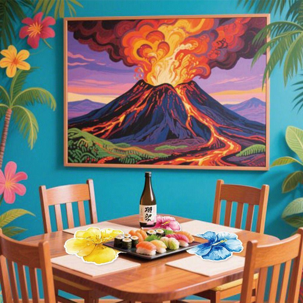 Hawaiian Disposable Paper Placemats Disposable Flower Shaped Tablemat  Wedding Table Setting