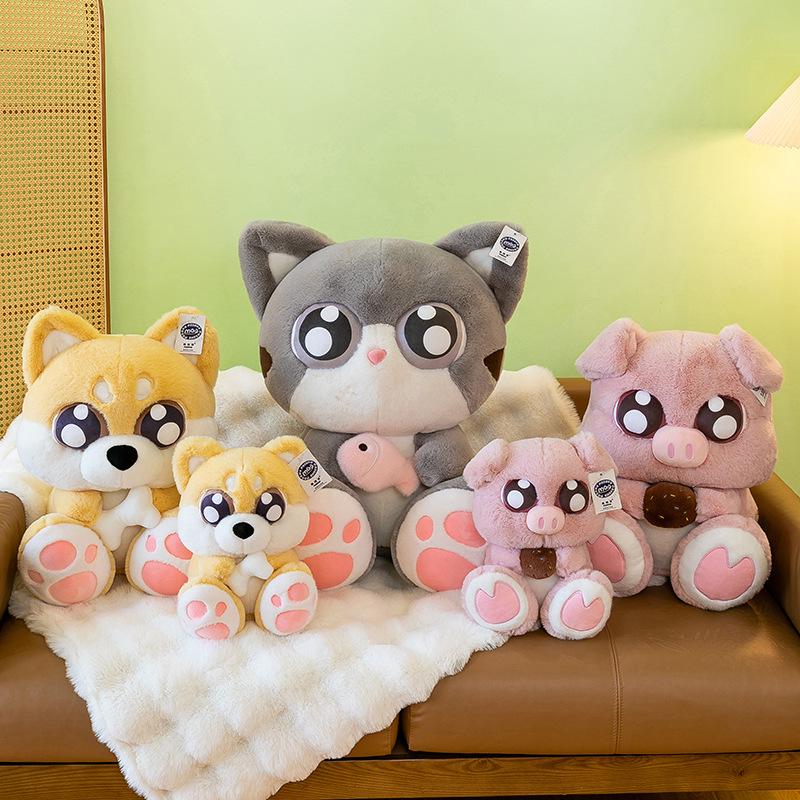 Big Eyes Cute Cat Plush Pillow - Large Soft Toy for Bedtime or Birthday Gift