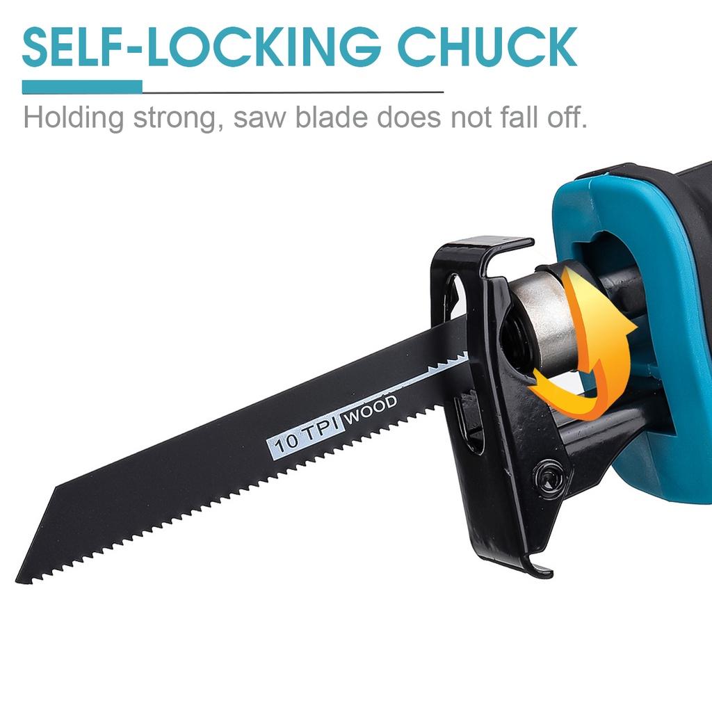 3000RPM 18V Cordless Electric Reciprocating Saw No Battery with 4PC Saw Blades Metal Wood Cutting Tool For 18V Battery