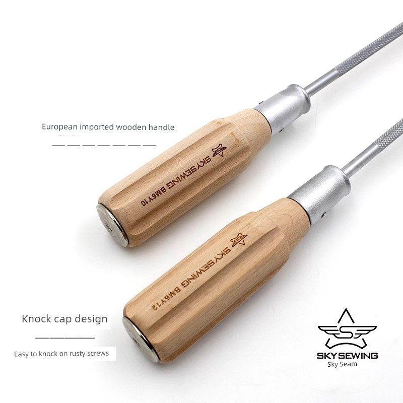 Sky Seam Screwdriver Wooden Handle 10-Inch 12-Inch One-Word Magnetic Tapping Knife Sewing Machine Special Screwdriver