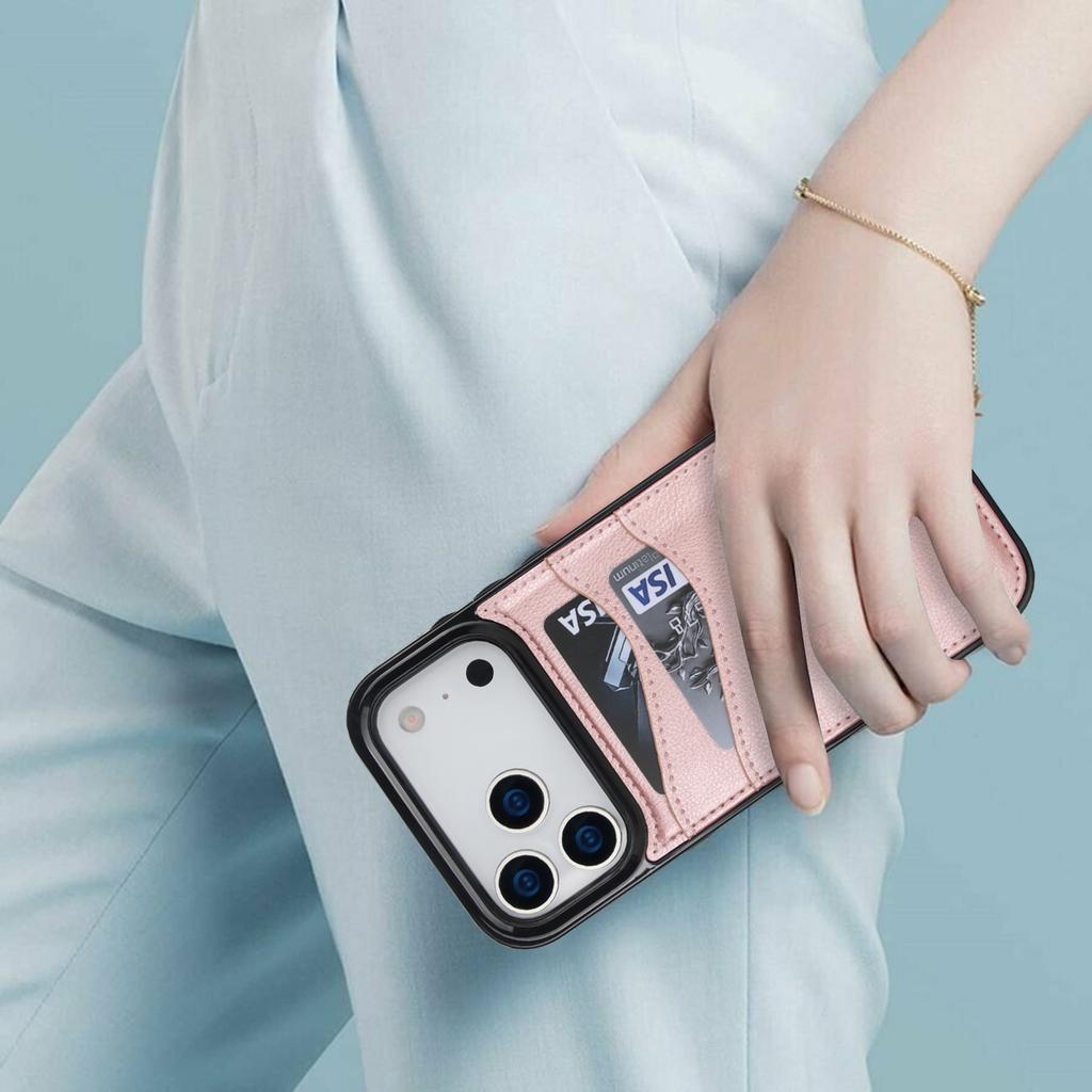 For iPhone 17 Pro Max Case Card Slot Slim-Fit PU + TPU Mobile Cover