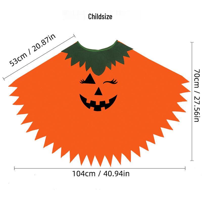 Adult & Kids Glow-in-the-Dark Pumpkin Costume Set (Hat & Cape) for School or Halloween Party
