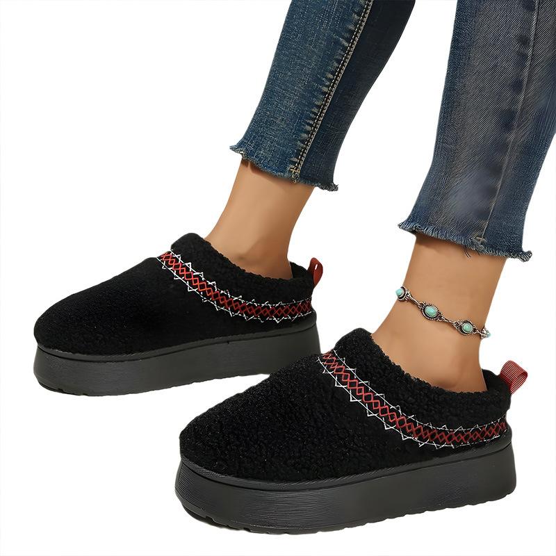 Autumn Winter New Lace Ethnic Style Fashion Snow Boots Plus Size Women's Women's Shoes Thickened Cotton Shoes