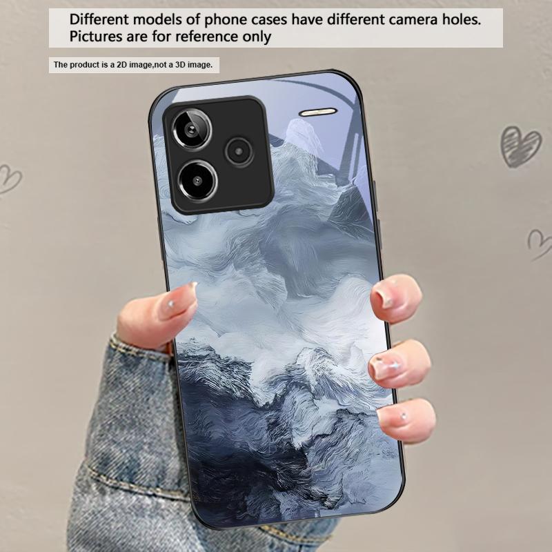 

Abstract Modern Waves For Redmi Note 14 Pro+ 13 Pro 8 9 9S 12S 10 Pro 11 12 13C 14C A3 12 13 K60 Ultra Black Glass Phone Case Redmi A3