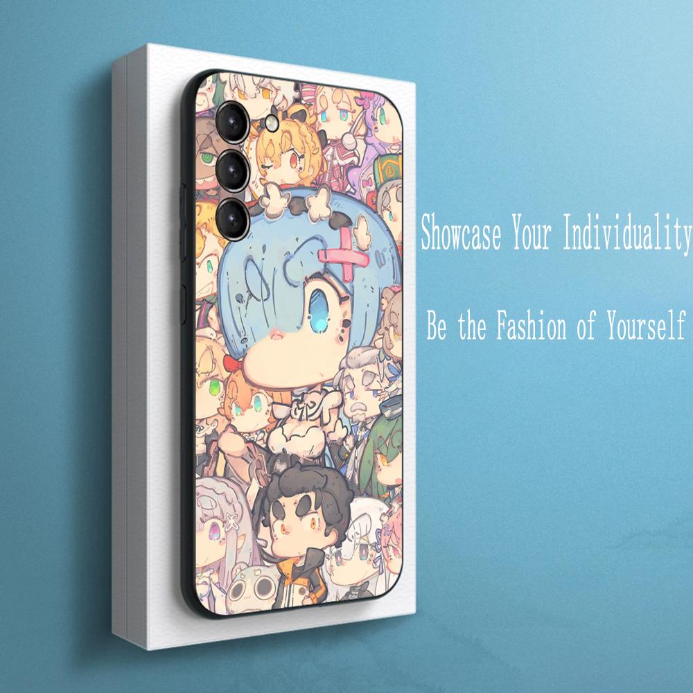 Re zero cute girl classic anime pattern Phone Case For Samsung Galaxy S26 S25 S24 S23 S22 S21 Plus Ultra Note20 Soft Black