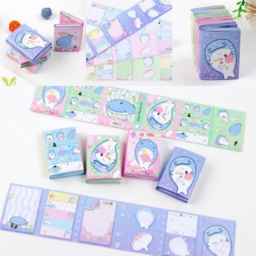 Cute Bookmark Gift Whale Foldable Sticky Notes Memo Paper Sticker