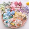8/9pcs Set Cute Korean Haipins for Baby Girls Big Lattice Bow Floral Kawaii Cartoon Princess Hair Clip Baby Girl Hair Accessories