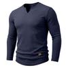 Mens Long Sleeve V Neck Casual T Shirt Basic Top