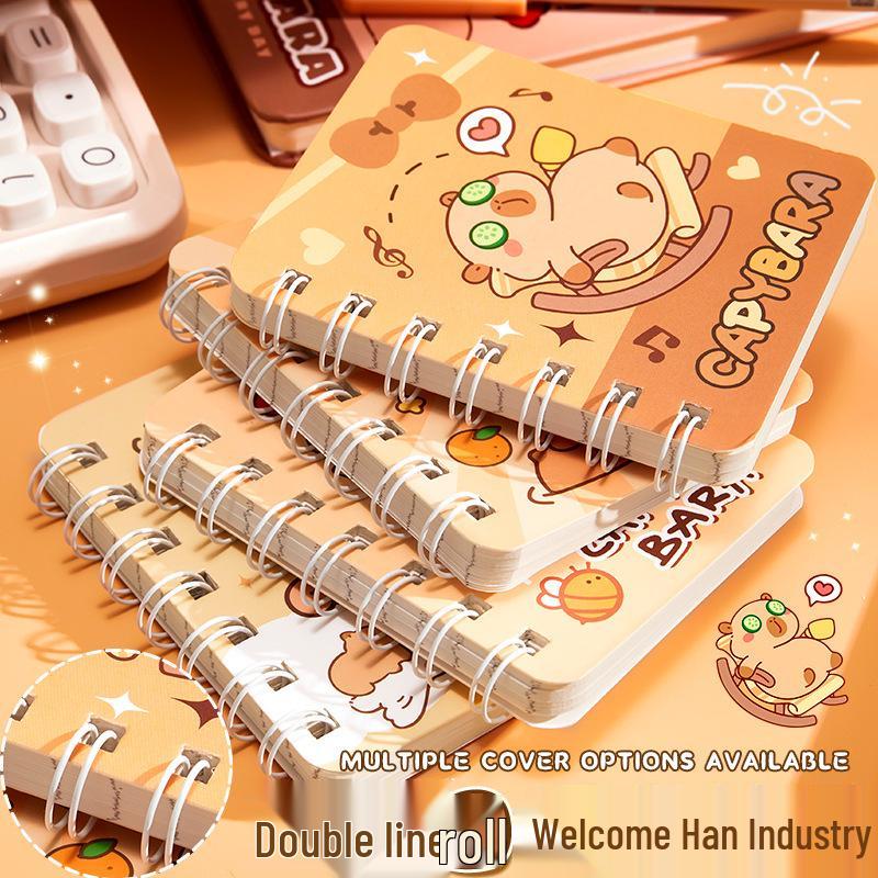 Capybara Cartoon Pocket Notebook for Primary Students - Cute, High-Value, Portable, Small Size