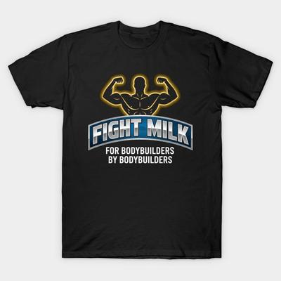 Men Black Print T-shirt Fight Milk - Always Sunny No-Cut Transfer Paper Print Cotton Tshirt