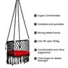 Premium C-Swing Cotton Chair for Adults, Kids Hammock-Hanging Chair Swing with Red Color Cushion and Accessories (Black-Red)