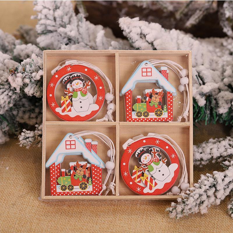 12Pcs Christmas Snowflakes Wooden Pendants Xmas Tree Ornaments Home Hanging Decor Christmas Decorations for Home New Year