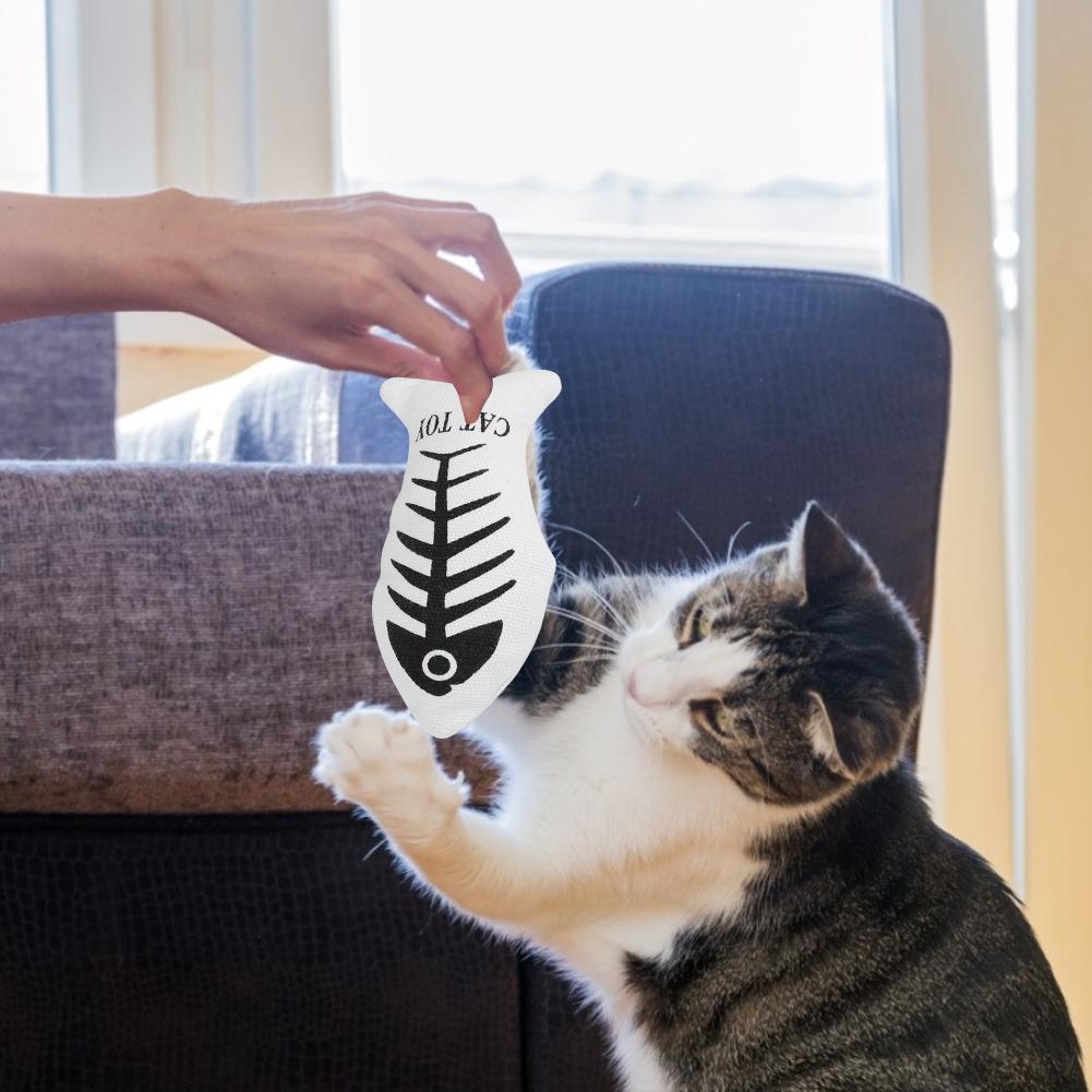 5Pcs Pet Canvas Simulation Fish Shape Interactive Toy with Catnip for Cat Playing