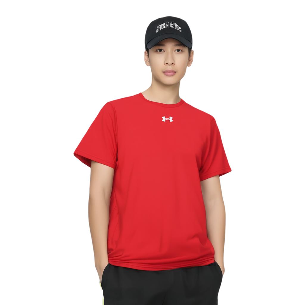 Under Armour Solid Color Casual Fitness Running Short Sleeve T-Shirt Men Tops Red 22500517-600