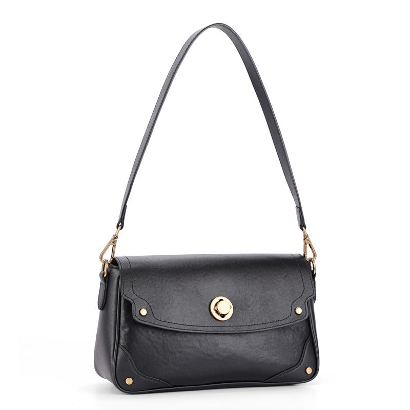 

Female fashiable soft cowhide saddle bag Women s high-quality genuine leather shoulder bag commuting and leisure shopping bags 27x9x18cm чёрный