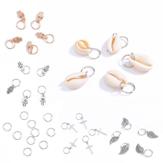 5/10Pcs Punk Women Hip-Hop Braid Hand Cross Shell Leaf Ring Hair Clips Accessory