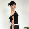 Women's Asymmetrical Off-the-Shoulder Solid Color Summer Top