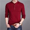 Men's Slim Fit Korean Style Stand-Up Collar Long Sleeve T-Shirt, Solid Color Spring Fashion