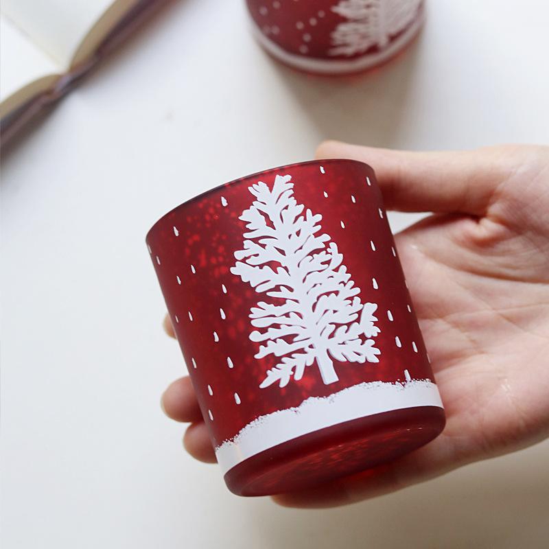 Christmas Empty Glass Jars for Candles Wholesale New Year Candle Jar Red Tealight Candle Holders