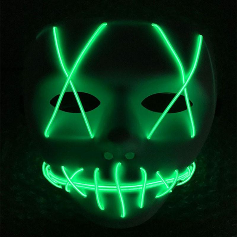 

Маска Страшная Хэллоуин Косплей Светодиодная Маска Костюм EL Провод Светящаяся Фильм Чистка Green
