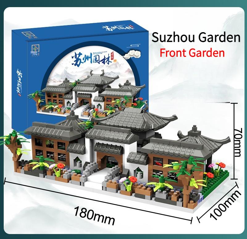Non-Toxic Chic Micro Suzhou Garden Three In One Ancient Style Architecture With High Difficulty Assembly Block Toys Puzzle Birthday Gift