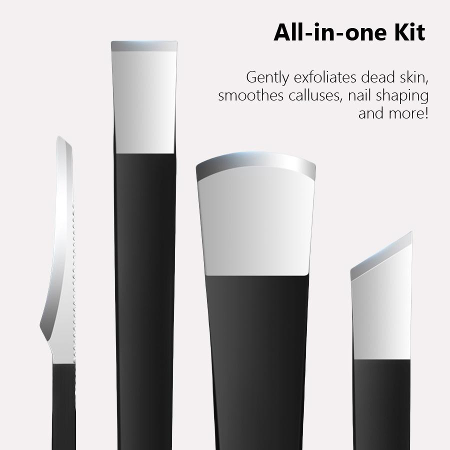 4-teiliges Pediküre-Set Nagelknipser, Hornhautentferner Hühneraugenmesser Schaber für abgestorbene Haut Trimmerklingen für Zehennagelpflege