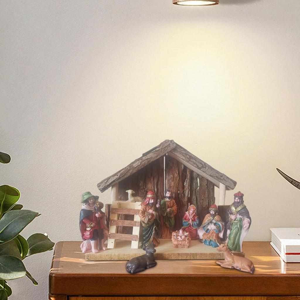 Mini Christmas Nativity Scene Family Figurine Collection for Home and Garden