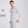 Men's V-Neck Thermal Underwear Set - Pure Cotton Knitwear Base Layer, Autumn Top & Pants