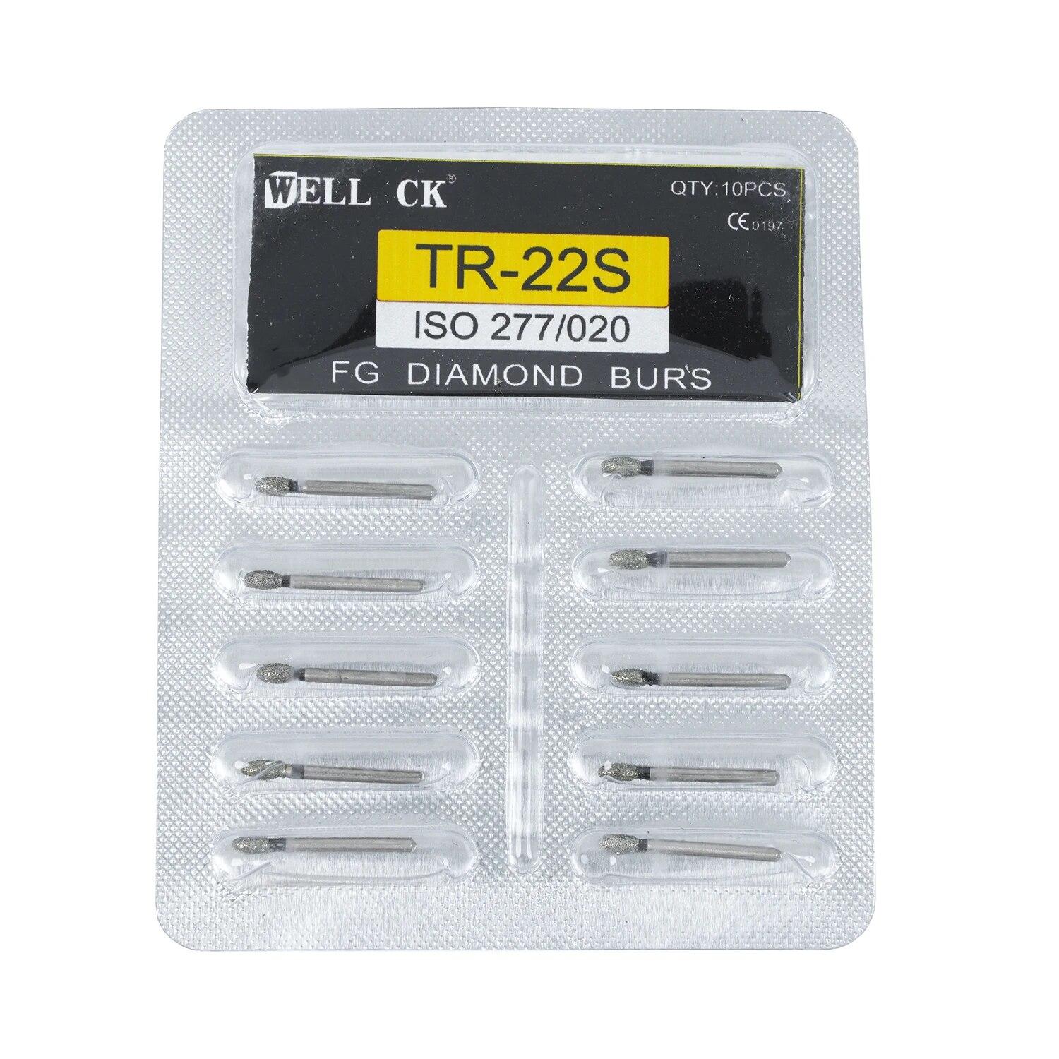 

10 шт./упак., стоматологические алмазные боры CK 1,6 мм для высокоскоростного наконечника, супер грубые алмазные боры, шлифовальный инструмент для стоматолога, шлифовальный инструмент 10pcs TR-22S